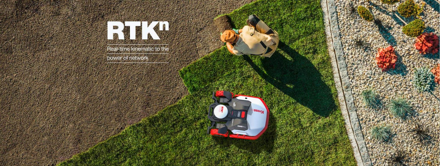 Kress RTK working view from above.
See our range of Kress RTK cableless robot mowers